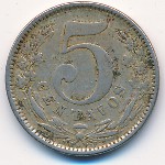 Colombia, 5 centavos, 1886–1888