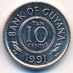 Guyana, 10 cents, 1967–1992