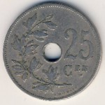 Belgium, 25 centimes, 1908