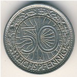 Weimar Republic, 50 reichspfennig, 1927&ndash;1938