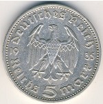 Nazi Germany, 5 reichsmark, 1935–1936