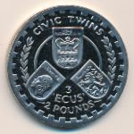 Isle of Wight., 3 ecu - 2 pounds, 1996