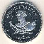 Turks and Caicos Islands, 5 crowns, 1980