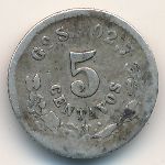 Mexico, 5 centavos, 1869–1898