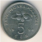 Malaysia, 5 sen, 1989–2011