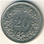 Швейцария, 20 раппенов (1939&ndash;2009 г.)