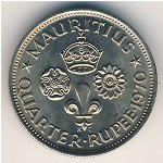 Mauritius, 1/4 rupee, 1960–1978