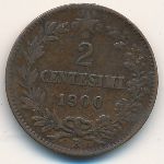 Italy, 2 centesimi, 1895–1900