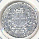 Italy, 50 centesimi, 1863