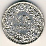Швейцария, 1/2 франка (1875&ndash;1967 г.)