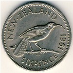 Новая Зеландия, 6 пенсов (1955–1965 г.)