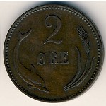 Denmark, 2 ore, 1894&ndash;1899