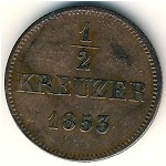 Bavaria, 1/2 kreuzer, 1851–1856