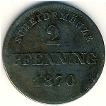Бавария, 2 пфеннинга (1870 г.)