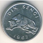 Congo, Democratic Repablic, 10 sengis, 1967