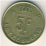Luxemburg, 5 francs, 1989–1995
