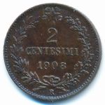 Italy, 2 centesimi, 1903–1908