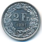 Switzerland, 2 francs, 1968–1981