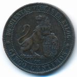 Spain, 5 centimos, 1870