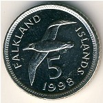 Falkland Islands, 5 pence, 1998–1999