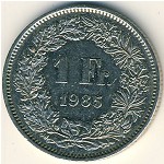 Швейцария, 1 франк (1983&ndash;2011 г.)