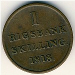 Denmark, 1 rigsbankskilling, 1818