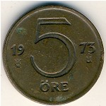 Sweden, 5 эре, 1973