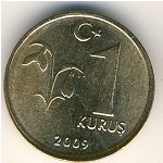 Turkey, 1 kurus, 2009–2020