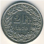 Швейцария, 2 франка (1968&ndash;1981 г.)