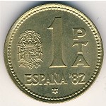 Spain, 1 peseta, 1980