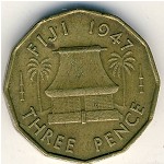 Fiji, 3 pence, 1947