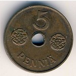 Финляндия, 5 пенни (1941&ndash;1943 г.)