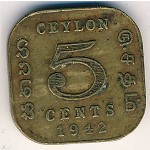 Ceylon, 5 cents, 1942–1943