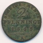 Prussia, 2 pfenning, 1843–1845