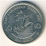 East Caribbean States, 10 cents, 1981&ndash;2000