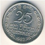 Sri Lanka, 25 cents, 1982–1994