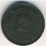 Маврикий, 2 цента (1877&ndash;1897 г.)