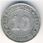 Straits Settlements, 10 cents, 1909&ndash;1910