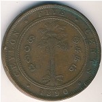 Цейлон, 5 центов (1870&ndash;1892 г.)