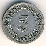Straits Settlements, 5 cents, 1871&ndash;1901