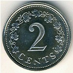 Malta, 2 cents, 1972–1982