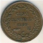 Monaco, 5 centimes, 1837–1838