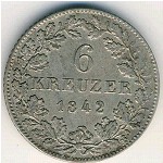Вюртемберг, 6 крейцеров (1838&ndash;1842 г.)