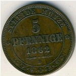 Saxony, 5 пфеннигов, 1862