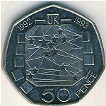 Великобритания, 50 пенсов (1992 г.)