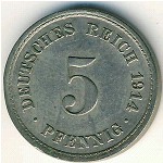 Germany, 5 pfennig, 1890–1915