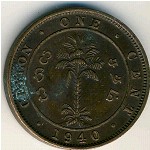 Цейлон, 1 цент (1937&ndash;1942 г.)
