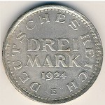 Weimar Republic, 3 mark, 1924&ndash;1925