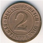 Weimar Republic, 2 rentenpfennig, 1923&ndash;1924