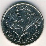 Бермудские острова, 10 центов (1999–2009 г.)